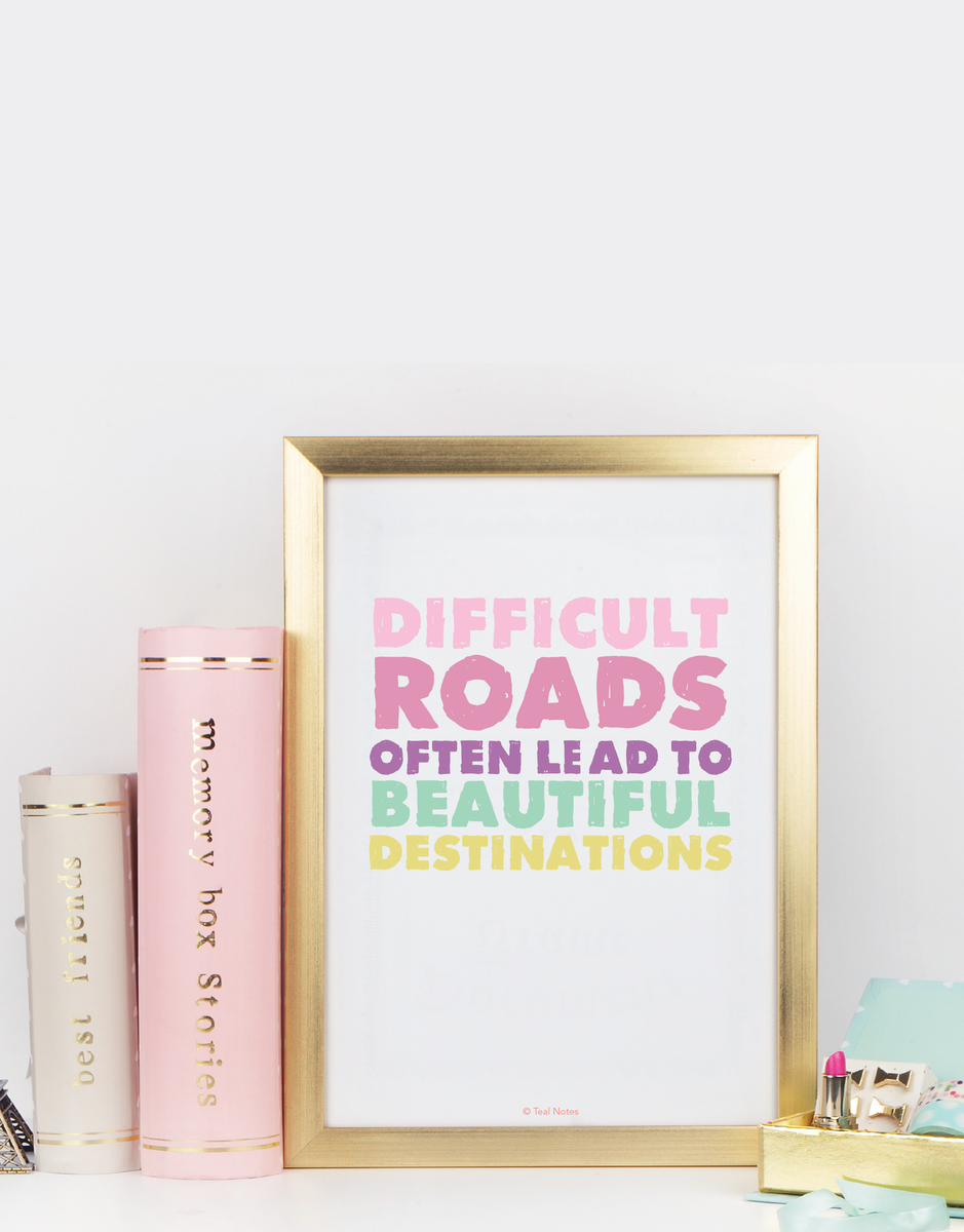 5 Page Inspirational Printable Wall Art – Teal Notes