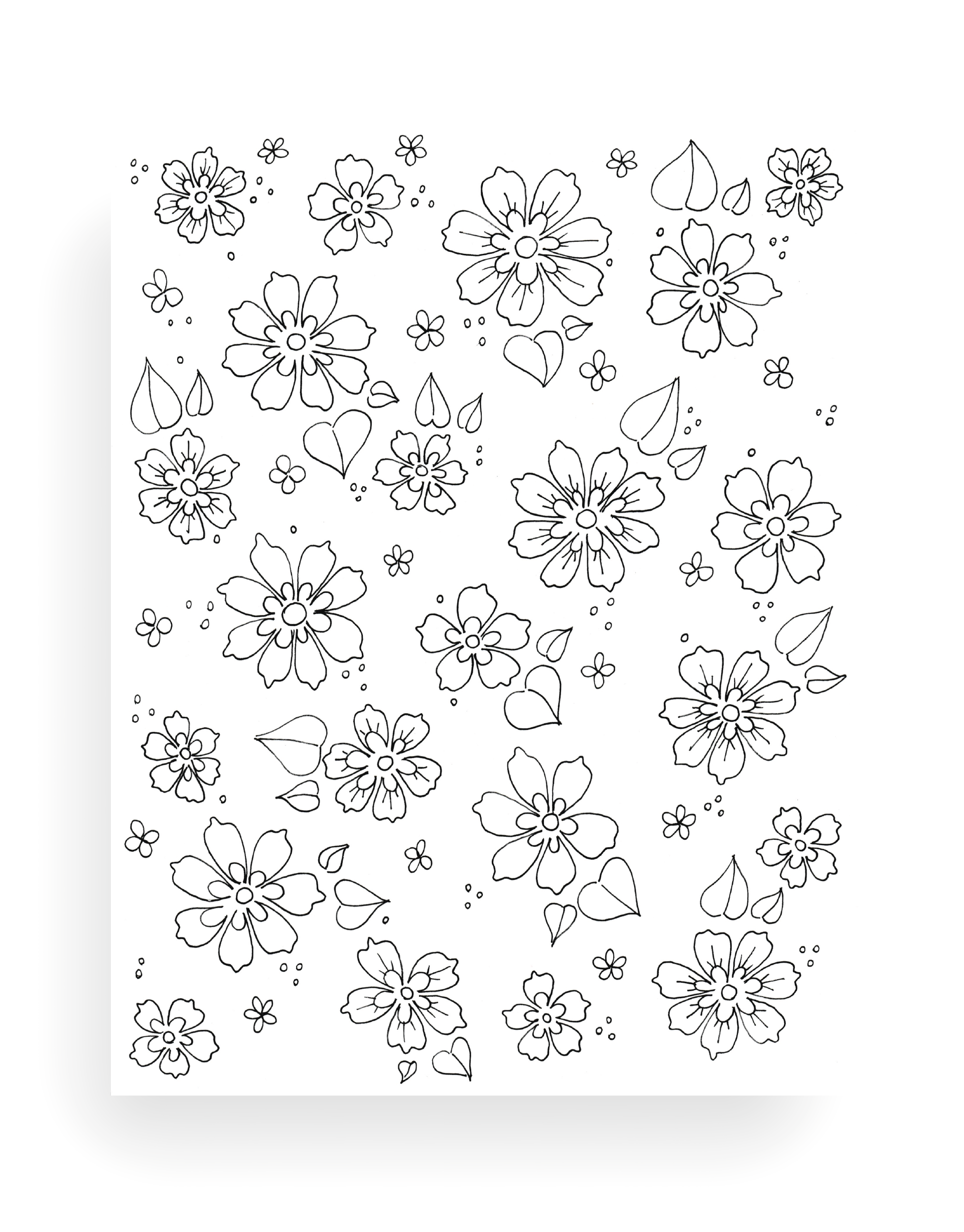 5 Page Flower Coloring Set