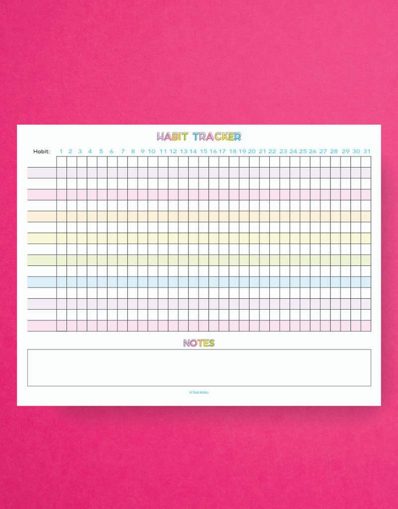 2025 Bright Planner – Teal Notes