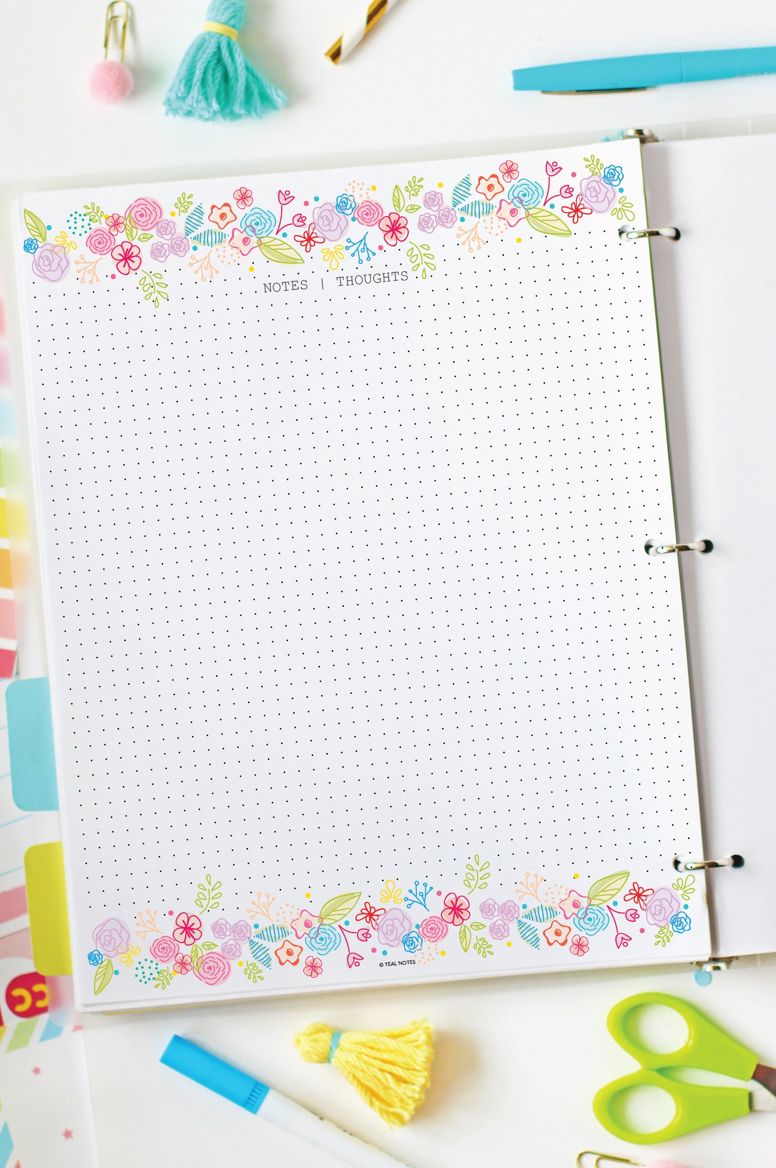 Floral Dot Grid Set | Full Page And Half Page Inserts
