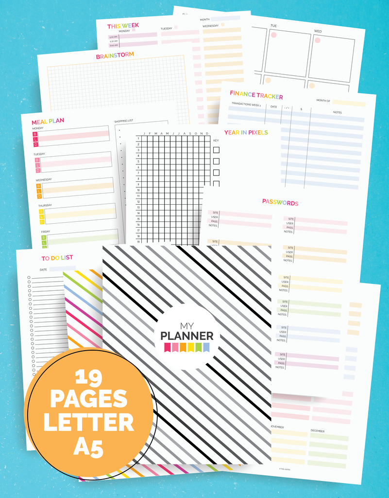 My Printable Planner | 20 Page Set – Teal Notes