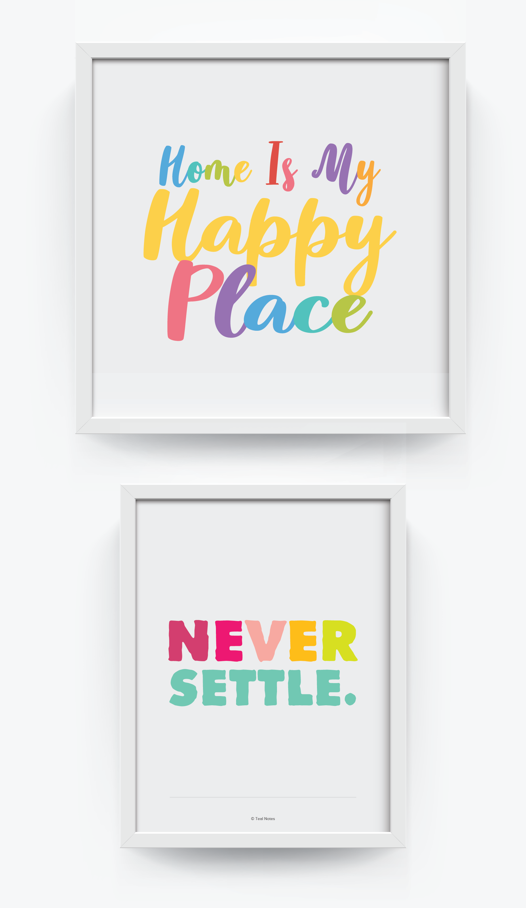 100 Page Wall Art Printable Kit Teal Notes
