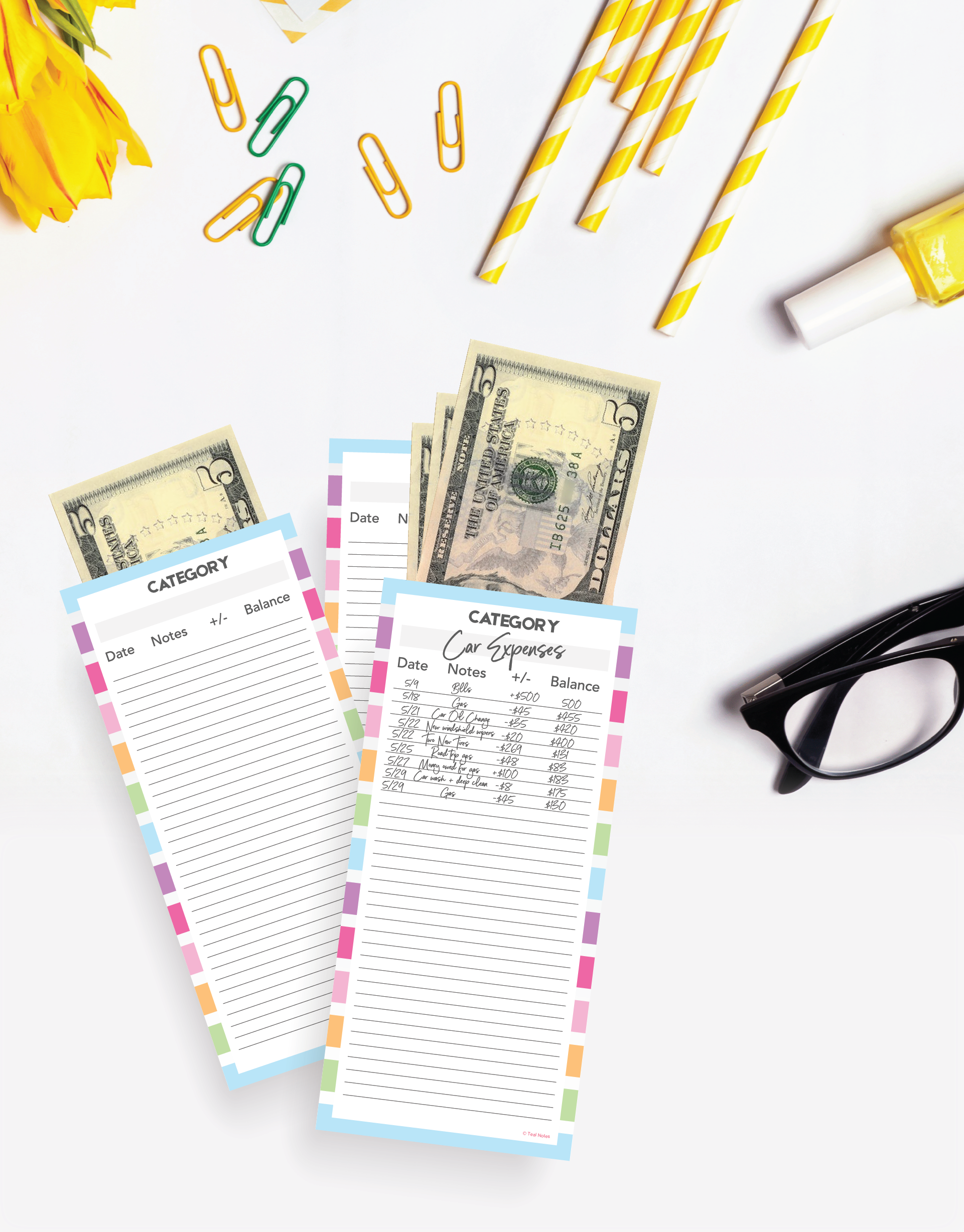 Cash Envelope Kit – Teal Notes